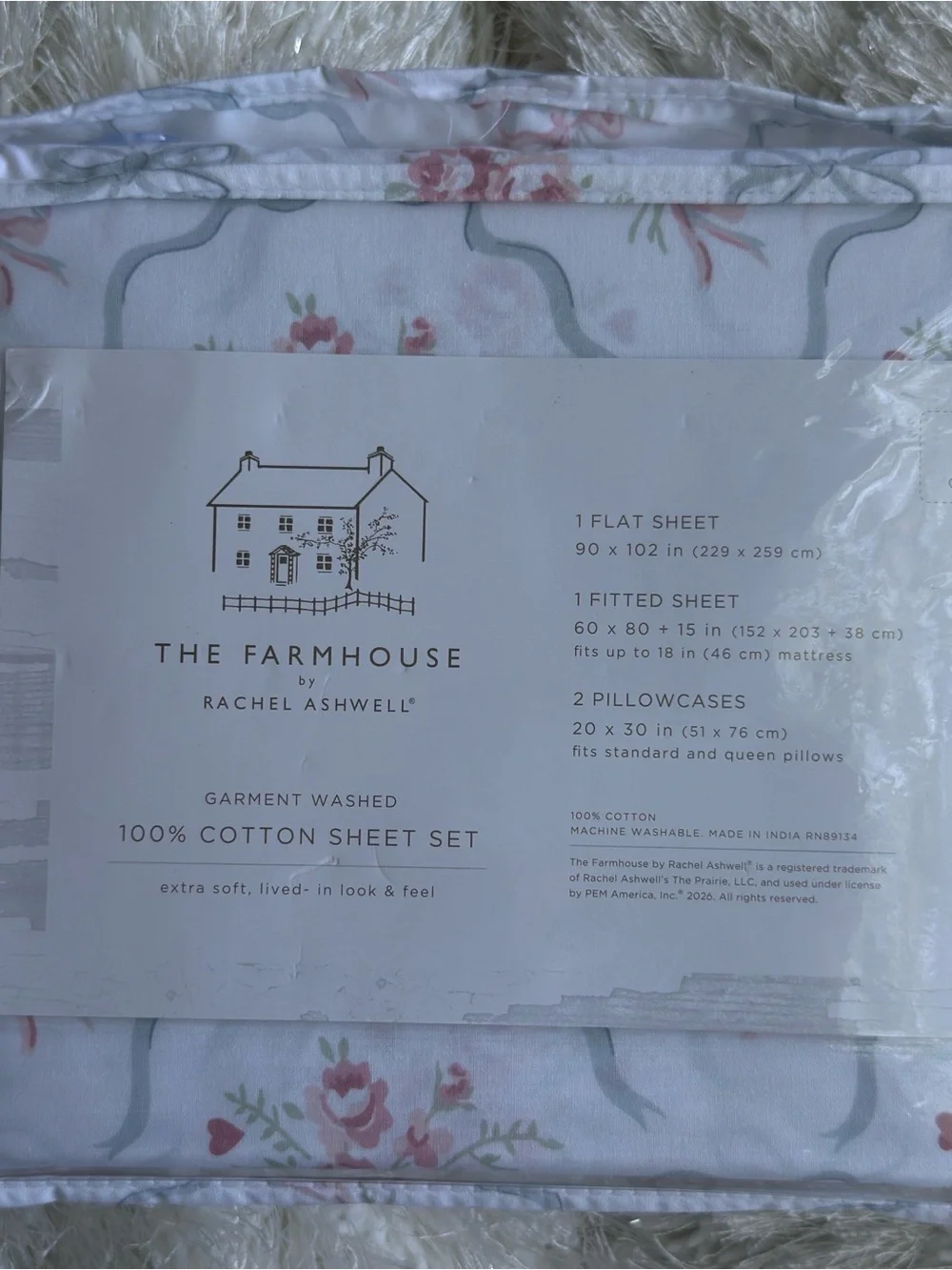 The Farmhouse by Rachel Ashwell Queen Pink Floral Cotton Sheet Set